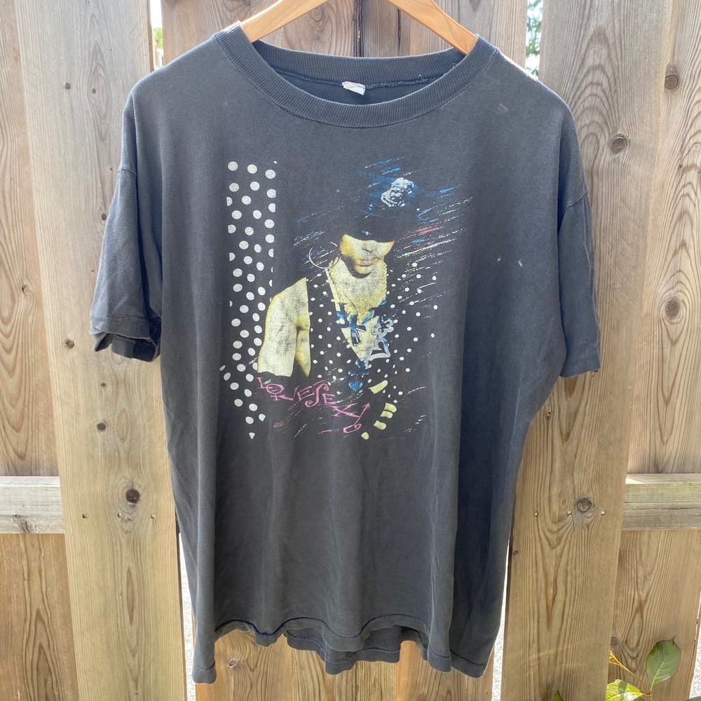 Vintage 1988 Prince Lovesexy Tour T-Shirt Distressed Faded Black Large